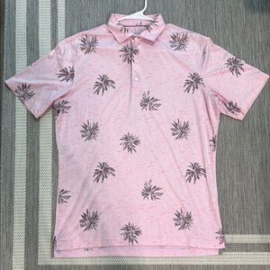 johnnie-O Pink Palm Print Polo Shirt